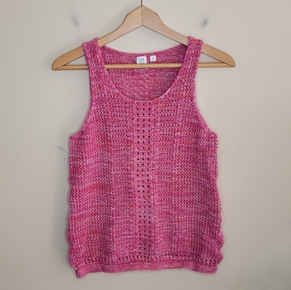 Gap | Pink Open Knit Crochet Sweater Tank Size Medium - Picture 1 of 6